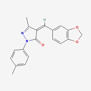 molecular formula C19H16N2O3 B3873430 4-(1,3-benzodioxol-5-ylmethylene)-5-methyl-2-(4-methylphenyl)-2,4-dihydro-3H-pyrazol-3-one 
