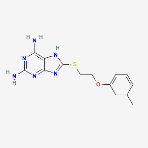 molecular formula C14H16N6OS B3873444 8-{[2-(3-methylphenoxy)ethyl]thio}-9H-purine-2,6-diamine 