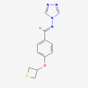 molecular formula C12H12N4OS B3873492 N-[4-(3-thietanyloxy)benzylidene]-4H-1,2,4-triazol-4-amine 