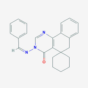 molecular formula C24H23N3O B387350 3-(benzylideneamino)-5,6-dihydrospiro(benzo[h]quinazoline-5,1'-cyclohexane)-4(3H)-one 