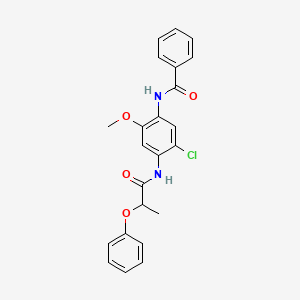 molecular formula C23H21ClN2O4 B3873547 N-{5-chloro-2-methoxy-4-[(2-phenoxypropanoyl)amino]phenyl}benzamide 
