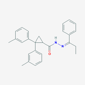 2,2-bis(3-methylphenyl)-N'-(1-phenylpropylidene)cyclopropanecarbohydrazide