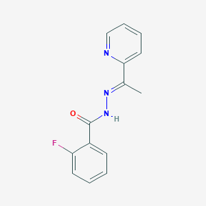 molecular formula C14H12FN3O B3873590 2-fluoro-N'-[1-(2-pyridinyl)ethylidene]benzohydrazide 