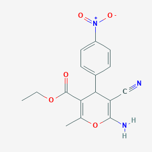 molecular formula C16H15N3O5 B387362 ethyl 6-amino-5-cyano-2-methyl-4-(4-nitrophenyl)-4H-pyran-3-carboxylate CAS No. 72568-55-9