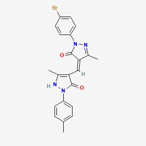 molecular formula C22H19BrN4O2 B3873622 4-{[1-(4-bromophenyl)-5-hydroxy-3-methyl-1H-pyrazol-4-yl]methylene}-5-methyl-2-(4-methylphenyl)-2,4-dihydro-3H-pyrazol-3-one 