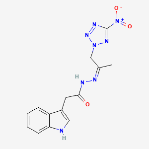 molecular formula C14H14N8O3 B3873623 2-(1H-indol-3-yl)-N'-[1-methyl-2-(5-nitro-2H-tetrazol-2-yl)ethylidene]acetohydrazide 