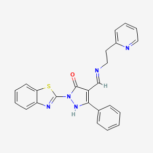 2-(1,3-benzothiazol-2-yl)-5-phenyl-4-({[2-(2-pyridinyl)ethyl]imino}methyl)-1,2-dihydro-3H-pyrazol-3-one