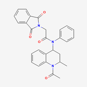 molecular formula C28H25N3O4 B3873635 N-(1-acetyl-2-methyl-1,2,3,4-tetrahydro-4-quinolinyl)-2-(1,3-dioxo-1,3-dihydro-2H-isoindol-2-yl)-N-phenylacetamide 