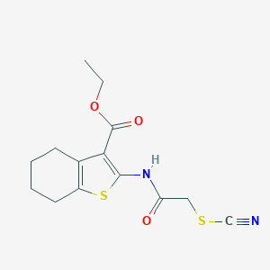 molecular formula C14H16N2O3S2 B387365 Ethyl 2-[(thiocyanatoacetyl)amino]-4,5,6,7-tetrahydro-1-benzothiophene-3-carboxylate 