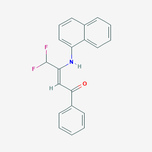 molecular formula C20H15F2NO B3873663 4,4-二氟-3-(1-萘胺基)-1-苯基-2-丁烯-1-酮 