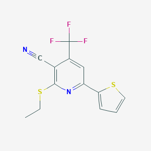 molecular formula C13H9F3N2S2 B387367 2-(Ethylsulfanyl)-6-thien-2-yl-4-(trifluoromethyl)nicotinonitrile CAS No. 339165-66-1