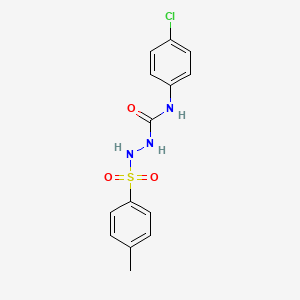 molecular formula C14H14ClN3O3S B3873671 N-(4-chlorophenyl)-2-[(4-methylphenyl)sulfonyl]hydrazinecarboxamide 