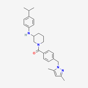 molecular formula C27H34N4O B3873672 1-{4-[(3,5-dimethyl-1H-pyrazol-1-yl)methyl]benzoyl}-N-(4-isopropylphenyl)-3-piperidinamine 