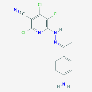 6-{2-[1-(4-Aminophenyl)ethylidene]hydrazino}-2,4,5-trichloronicotinonitrile