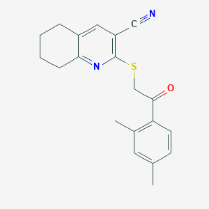 molecular formula C20H20N2OS B387374 2-{[2-(2,4-Dimethylphenyl)-2-oxoethyl]sulfanyl}-5,6,7,8-tetrahydroquinoline-3-carbonitrile 