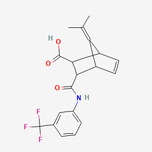 molecular formula C19H18F3NO3 B3873742 7-(1-methylethylidene)-3-({[3-(trifluoromethyl)phenyl]amino}carbonyl)bicyclo[2.2.1]hept-5-ene-2-carboxylic acid 