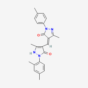 molecular formula C24H24N4O2 B3873765 4-{[1-(2,4-dimethylphenyl)-5-hydroxy-3-methyl-1H-pyrazol-4-yl]methylene}-5-methyl-2-(4-methylphenyl)-2,4-dihydro-3H-pyrazol-3-one 