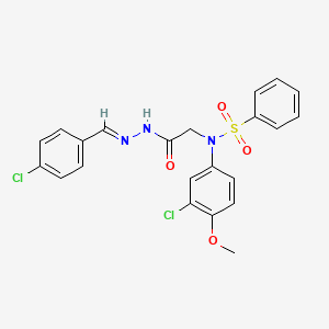 molecular formula C22H19Cl2N3O4S B3873800 N-{2-[2-(4-chlorobenzylidene)hydrazino]-2-oxoethyl}-N-(3-chloro-4-methoxyphenyl)benzenesulfonamide 