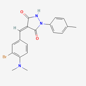 molecular formula C19H18BrN3O2 B3873830 4-[3-bromo-4-(dimethylamino)benzylidene]-1-(4-methylphenyl)-3,5-pyrazolidinedione 