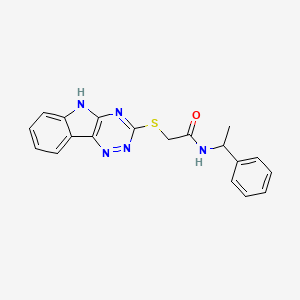 molecular formula C19H17N5OS B3873837 N-(1-phenylethyl)-2-(5H-[1,2,4]triazino[5,6-b]indol-3-ylthio)acetamide 