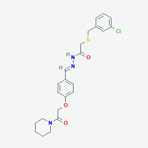 molecular formula C23H26ClN3O3S B3873844 2-[(3-chlorobenzyl)thio]-N'-{4-[2-oxo-2-(1-piperidinyl)ethoxy]benzylidene}acetohydrazide 