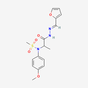 molecular formula C16H19N3O5S B3873851 N-{2-[2-(2-furylmethylene)hydrazino]-1-methyl-2-oxoethyl}-N-(4-methoxyphenyl)methanesulfonamide 