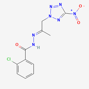 molecular formula C11H10ClN7O3 B3873858 2-chloro-N'-[1-methyl-2-(5-nitro-2H-tetrazol-2-yl)ethylidene]benzohydrazide 