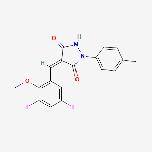 molecular formula C18H14I2N2O3 B3873861 4-(3,5-diiodo-2-methoxybenzylidene)-1-(4-methylphenyl)-3,5-pyrazolidinedione 