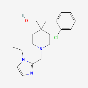 molecular formula C19H26ClN3O B3873900 {4-(2-chlorobenzyl)-1-[(1-ethyl-1H-imidazol-2-yl)methyl]-4-piperidinyl}methanol 