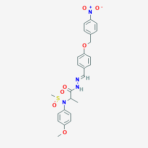 molecular formula C25H26N4O7S B3873921 N-(4-methoxyphenyl)-N-[1-methyl-2-(2-{4-[(4-nitrobenzyl)oxy]benzylidene}hydrazino)-2-oxoethyl]methanesulfonamide 