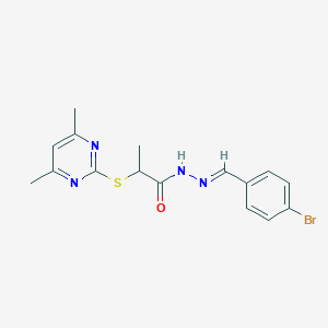molecular formula C16H17BrN4OS B3873927 N'-(4-bromobenzylidene)-2-[(4,6-dimethyl-2-pyrimidinyl)thio]propanohydrazide 