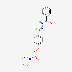 molecular formula C21H23N3O3 B3873929 N'-{4-[2-oxo-2-(1-piperidinyl)ethoxy]benzylidene}benzohydrazide 