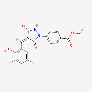 molecular formula C19H14I2N2O5 B3873934 ethyl 4-[4-(2-hydroxy-3,5-diiodobenzylidene)-3,5-dioxo-1-pyrazolidinyl]benzoate 