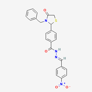 molecular formula C24H20N4O4S B3873989 4-(3-benzyl-4-oxo-1,3-thiazolidin-2-yl)-N'-(4-nitrobenzylidene)benzohydrazide 