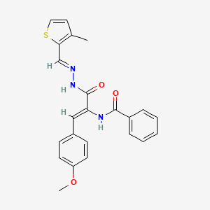 molecular formula C23H21N3O3S B3874017 N-[2-(4-methoxyphenyl)-1-({2-[(3-methyl-2-thienyl)methylene]hydrazino}carbonyl)vinyl]benzamide 
