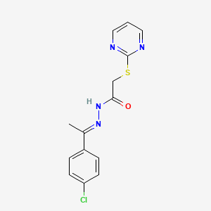 molecular formula C14H13ClN4OS B3874081 N'-[1-(4-chlorophenyl)ethylidene]-2-(2-pyrimidinylthio)acetohydrazide 