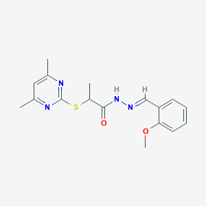 molecular formula C17H20N4O2S B3874084 2-[(4,6-dimethyl-2-pyrimidinyl)thio]-N'-(2-methoxybenzylidene)propanohydrazide 