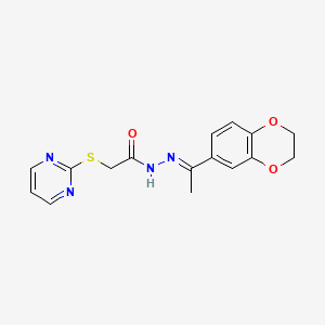molecular formula C16H16N4O3S B3874111 N'-[1-(2,3-dihydro-1,4-benzodioxin-6-yl)ethylidene]-2-(2-pyrimidinylthio)acetohydrazide 