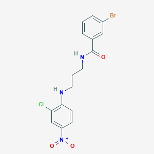 molecular formula C16H15BrClN3O3 B387412 3-bromo-N-{3-[(2-chloro-4-nitrophenyl)amino]propyl}benzamide 