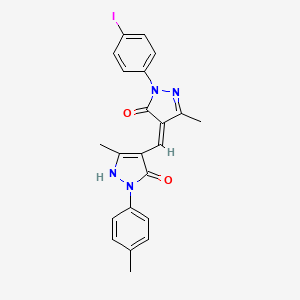 molecular formula C22H19IN4O2 B3874120 4-{[5-hydroxy-1-(4-iodophenyl)-3-methyl-1H-pyrazol-4-yl]methylene}-5-methyl-2-(4-methylphenyl)-2,4-dihydro-3H-pyrazol-3-one 