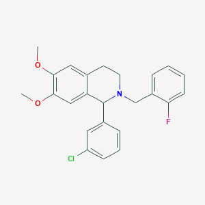 molecular formula C24H23ClFNO2 B3874186 1-(3-chlorophenyl)-2-(2-fluorobenzyl)-6,7-dimethoxy-1,2,3,4-tetrahydroisoquinoline 