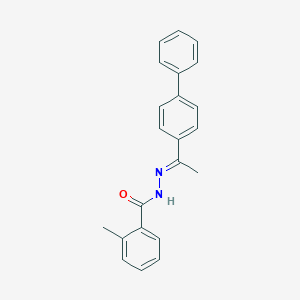 molecular formula C22H20N2O B387426 N'-[1-(4-biphenylyl)ethylidene]-2-methylbenzohydrazide 