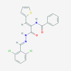 molecular formula C21H15Cl2N3O2S B387428 N-[1-{[2-(2,6-dichlorobenzylidene)hydrazino]carbonyl}-2-(2-thienyl)vinyl]benzamide 