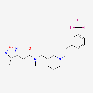 molecular formula C21H27F3N4O2 B3874297 N-methyl-2-(4-methyl-1,2,5-oxadiazol-3-yl)-N-[(1-{2-[3-(trifluoromethyl)phenyl]ethyl}-3-piperidinyl)methyl]acetamide 