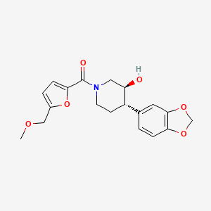 molecular formula C19H21NO6 B3874312 (3S*,4S*)-4-(1,3-benzodioxol-5-yl)-1-[5-(methoxymethyl)-2-furoyl]piperidin-3-ol 
