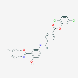 molecular formula C28H18Cl2N2O4 B387432 2,5-Dichlorophenyl 4-({[4-hydroxy-3-(6-methyl-1,3-benzoxazol-2-yl)phenyl]imino}methyl)benzoate 