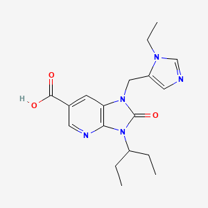 molecular formula C18H23N5O3 B3874325 1-[(1-ethyl-1H-imidazol-5-yl)methyl]-3-(1-ethylpropyl)-2-oxo-2,3-dihydro-1H-imidazo[4,5-b]pyridine-6-carboxylic acid 