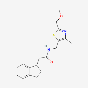 molecular formula C18H22N2O2S B3874356 2-(2,3-dihydro-1H-inden-1-yl)-N-{[2-(methoxymethyl)-4-methyl-1,3-thiazol-5-yl]methyl}acetamide 