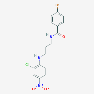 molecular formula C16H15BrClN3O3 B387436 4-bromo-N-(3-{2-chloro-4-nitroanilino}propyl)benzamide 