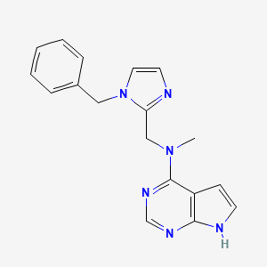 molecular formula C18H18N6 B3874377 N-[(1-benzyl-1H-imidazol-2-yl)methyl]-N-methyl-7H-pyrrolo[2,3-d]pyrimidin-4-amine 